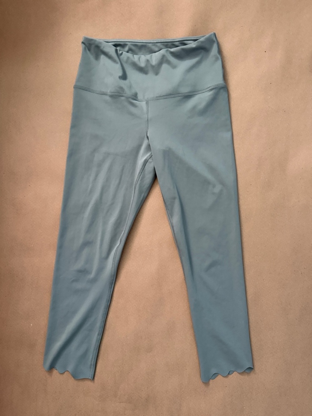 AS Revival Women's High-Waist Leggings in Dusty Blue with Scalloped Hem size Med
